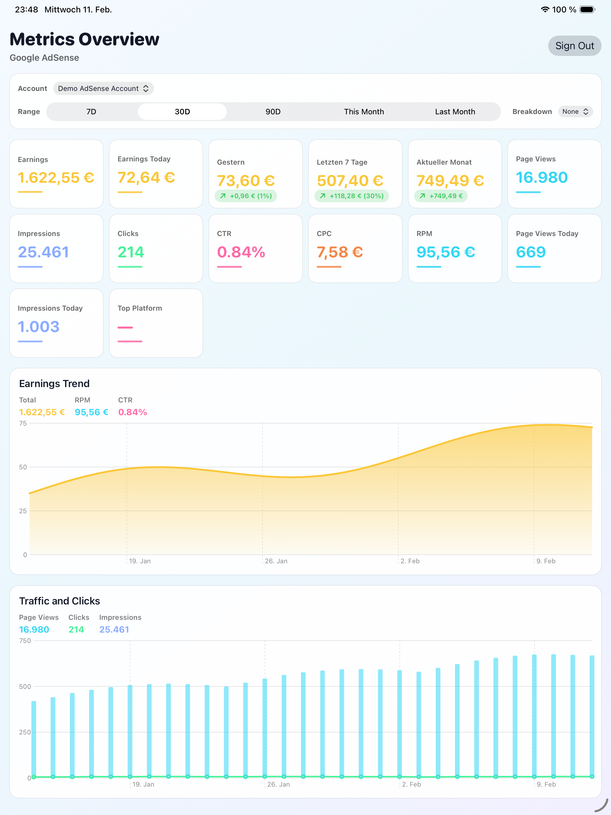 Metric Data iPad screenshot