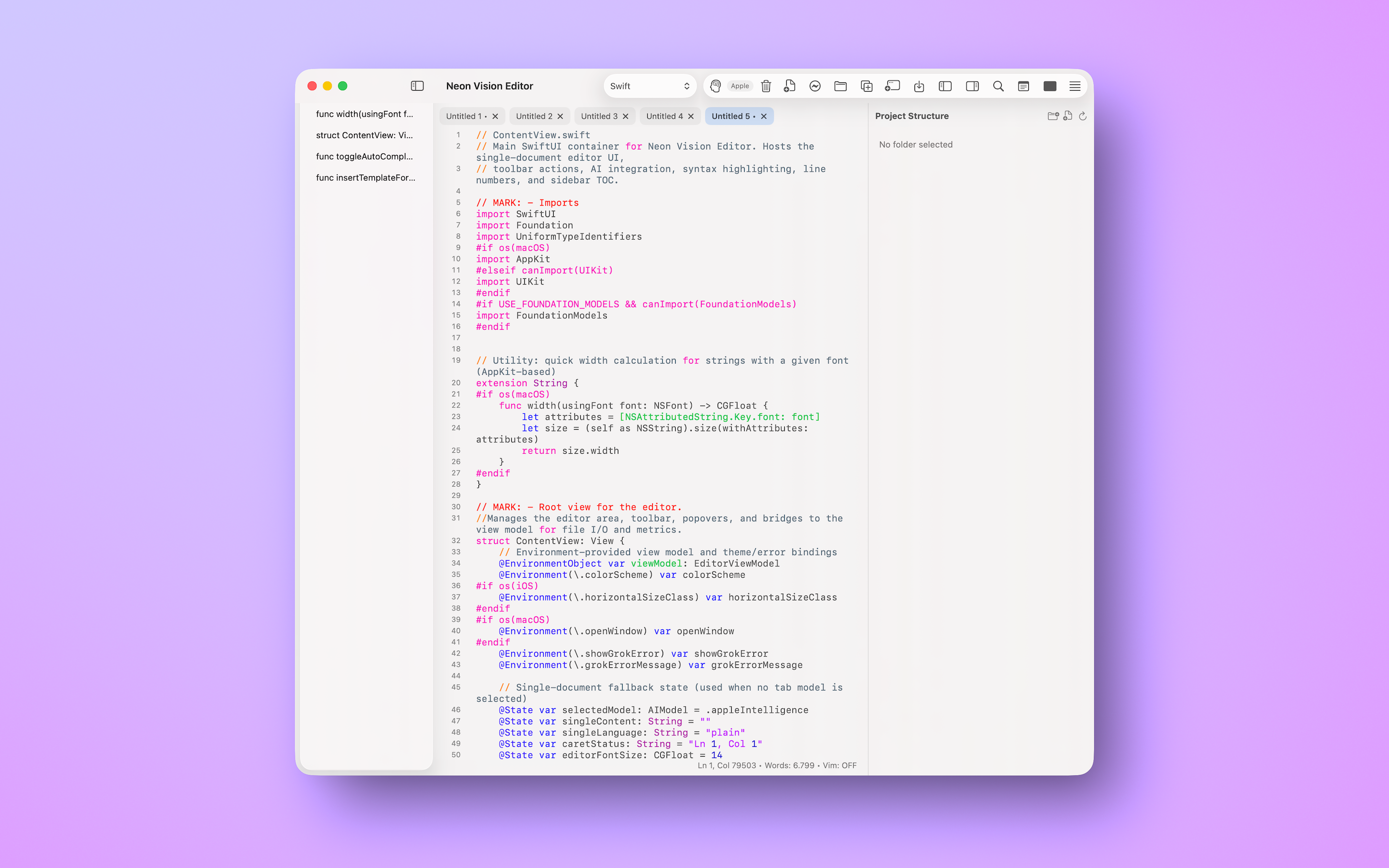 Neon Vision Editor screenshot